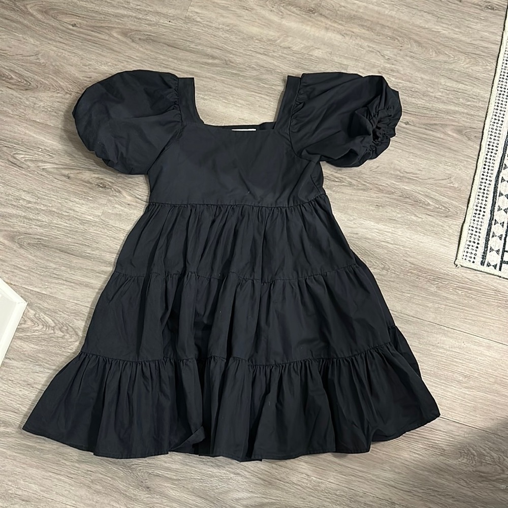 Black puff sleeve dress